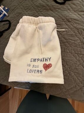 Empathy Is For Lovers Cream Fleece Shorts